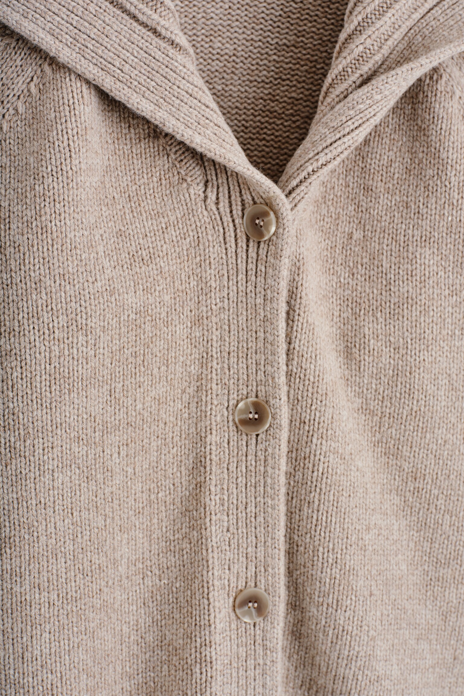 CARDIGAN À COL MARIN EN LAINE - BEIGE/BRUN FONCÉ - 6