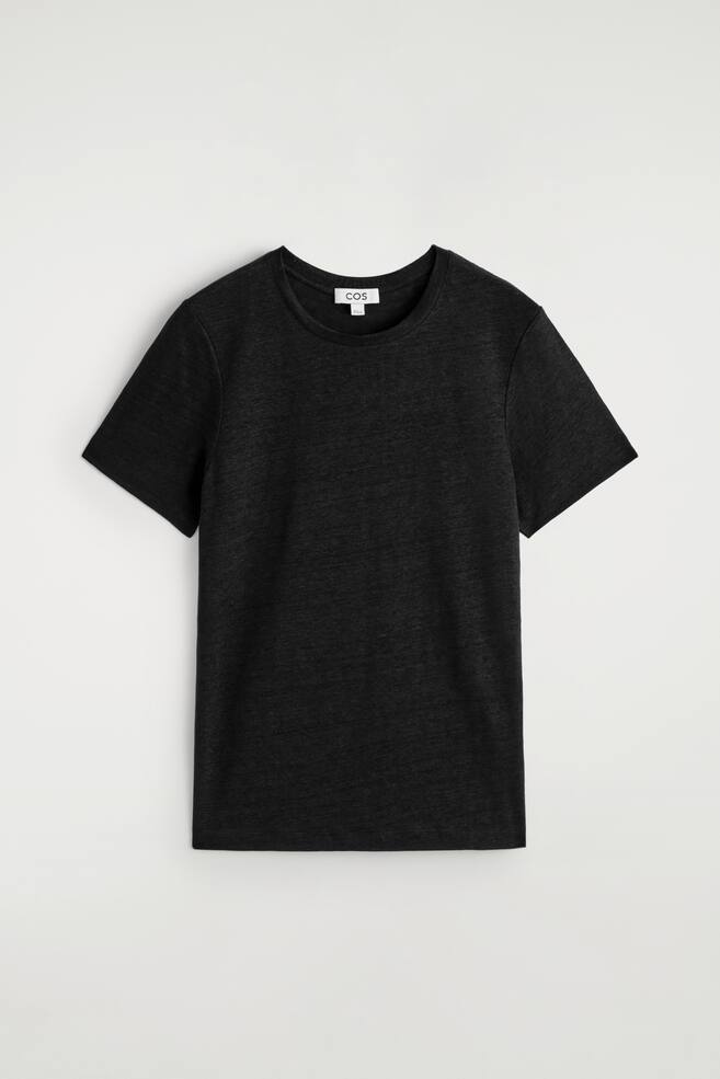 T-SHIRT VAN LINNEN MET RONDE HALS - ZWART/ECRU/Wit / Bruin / Gestreept/Bordeaux - 1