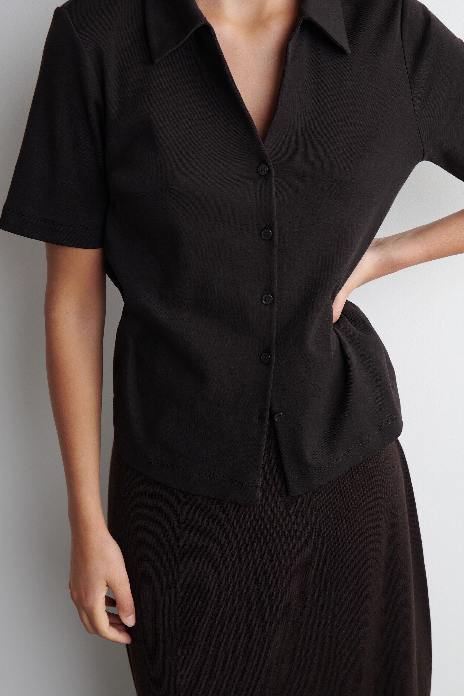 JERSEY RESORT SHIRT - DARK BROWN/WHITE / STRIPED - 3