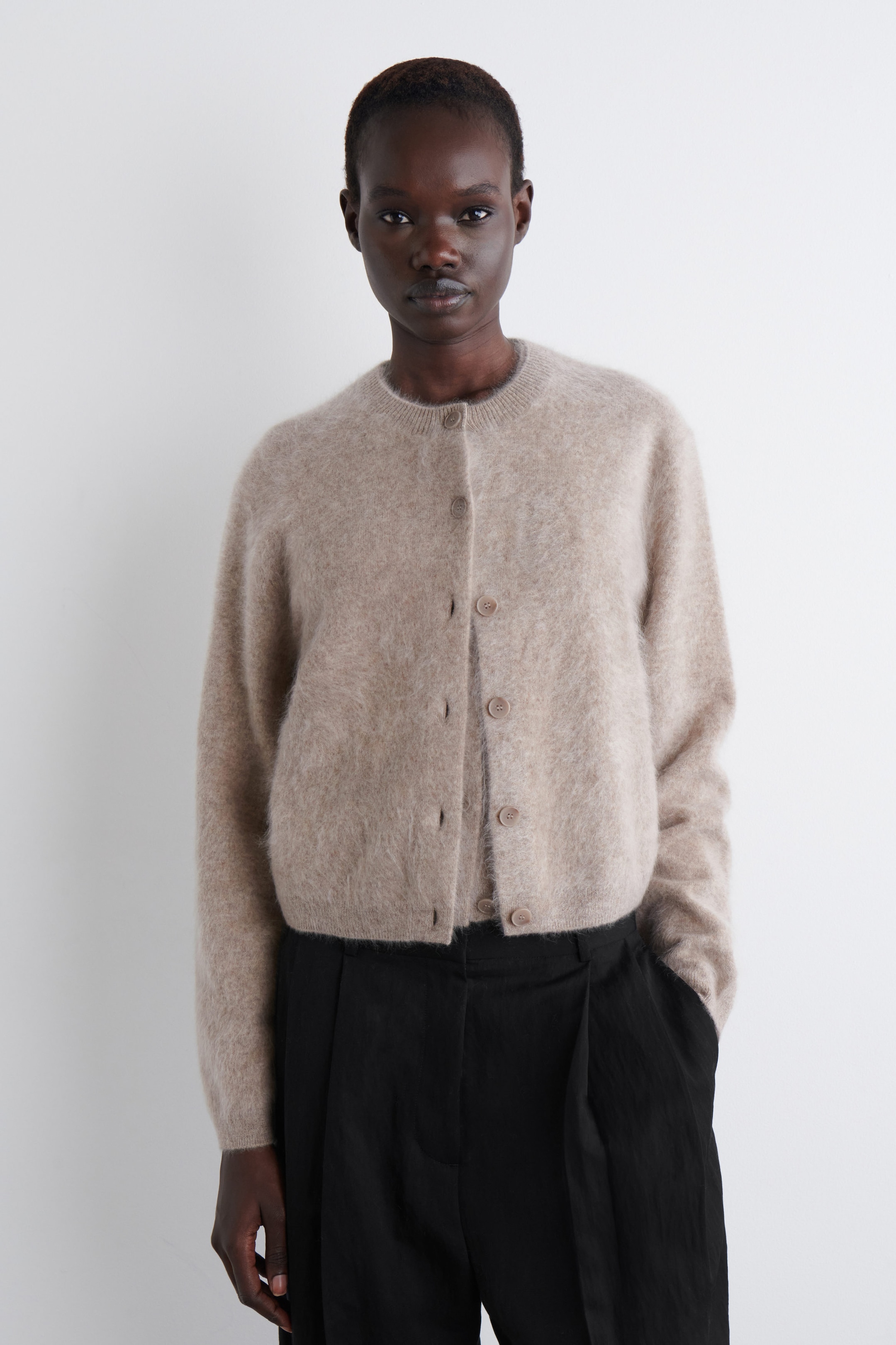 BRUSHED-CASHMERE CARDIGAN