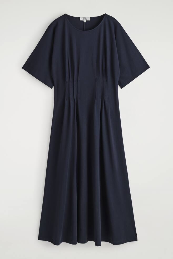 MIDIKLEID AUS BAUMWOLLE MIT BIESEN - NAVYBLAU/HELLBLAU - 1