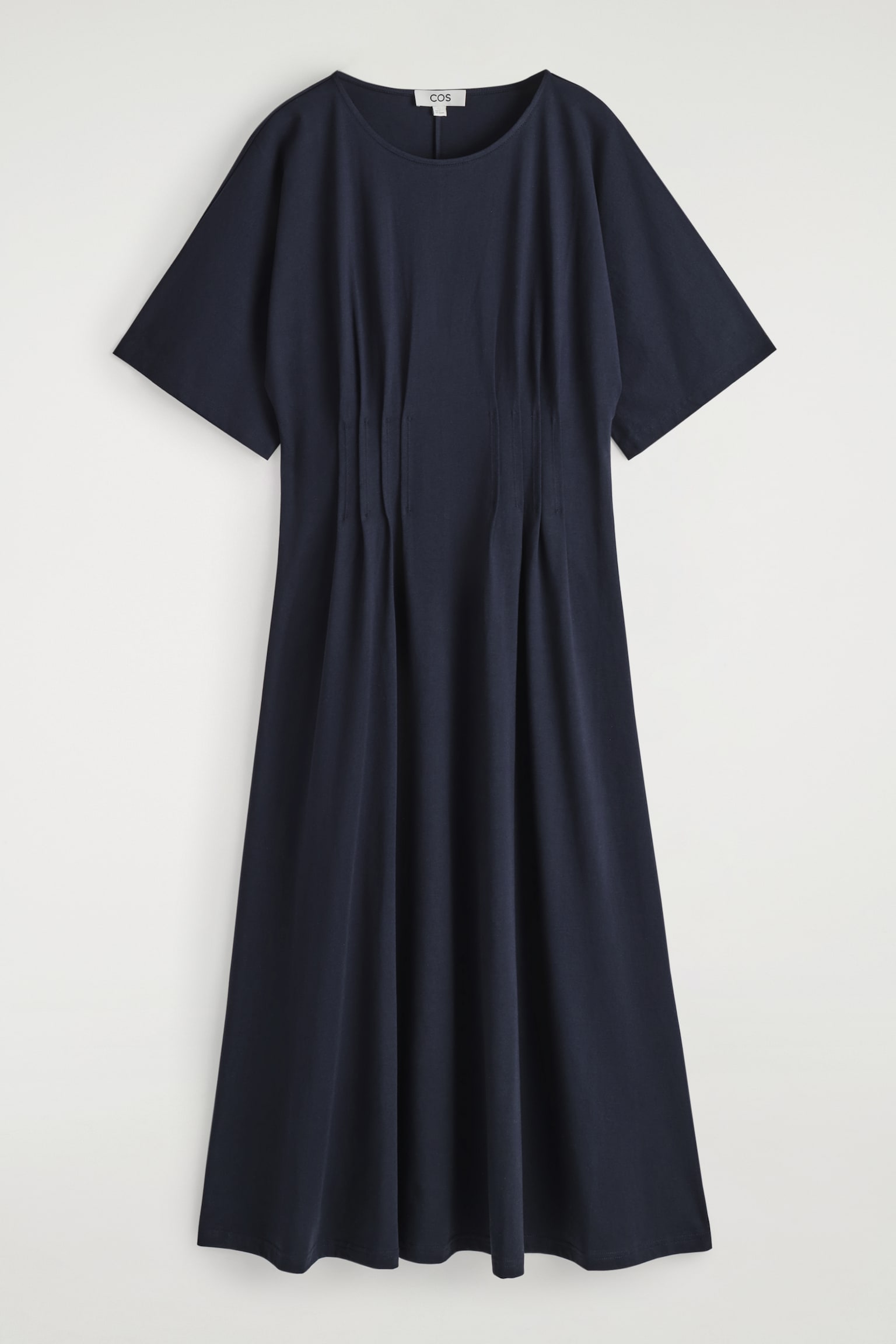 VESTIDO DE ALGODÓN CON DETALLES PLISADOS - AZUL MARINO/AZUL CLARO - 2