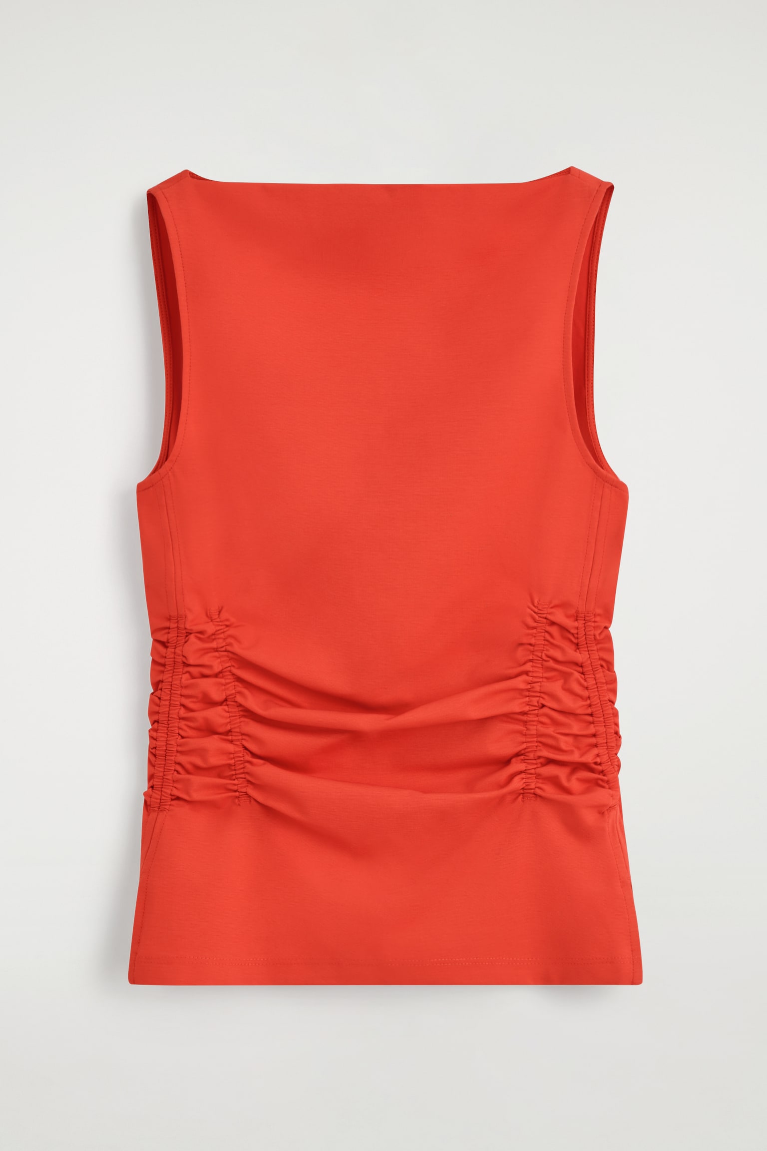Mouwloze top in katoenjersey met gerimpelde taille - oranje/ZWART - 1