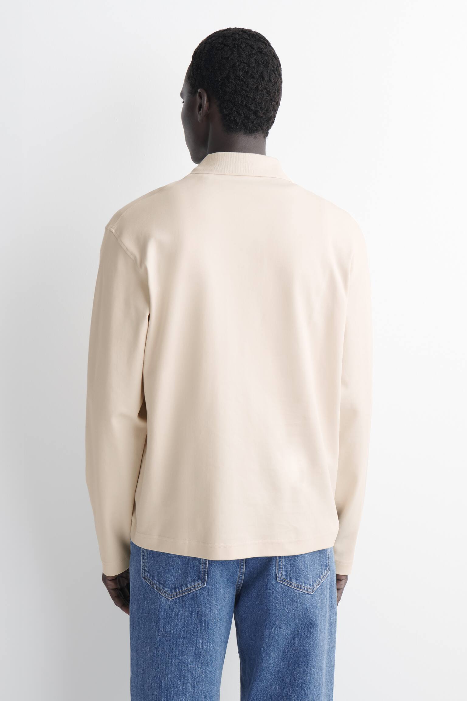 POLO EN COTON INTERLOCK - ÉCRU/ÉCRU / MARINE / RAYURES - 6