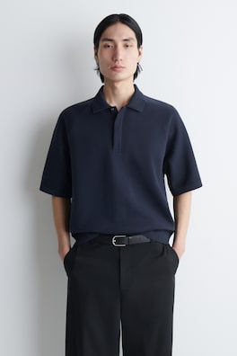 SCUBA-JERSEY POLO SHIRT — NAVY 1