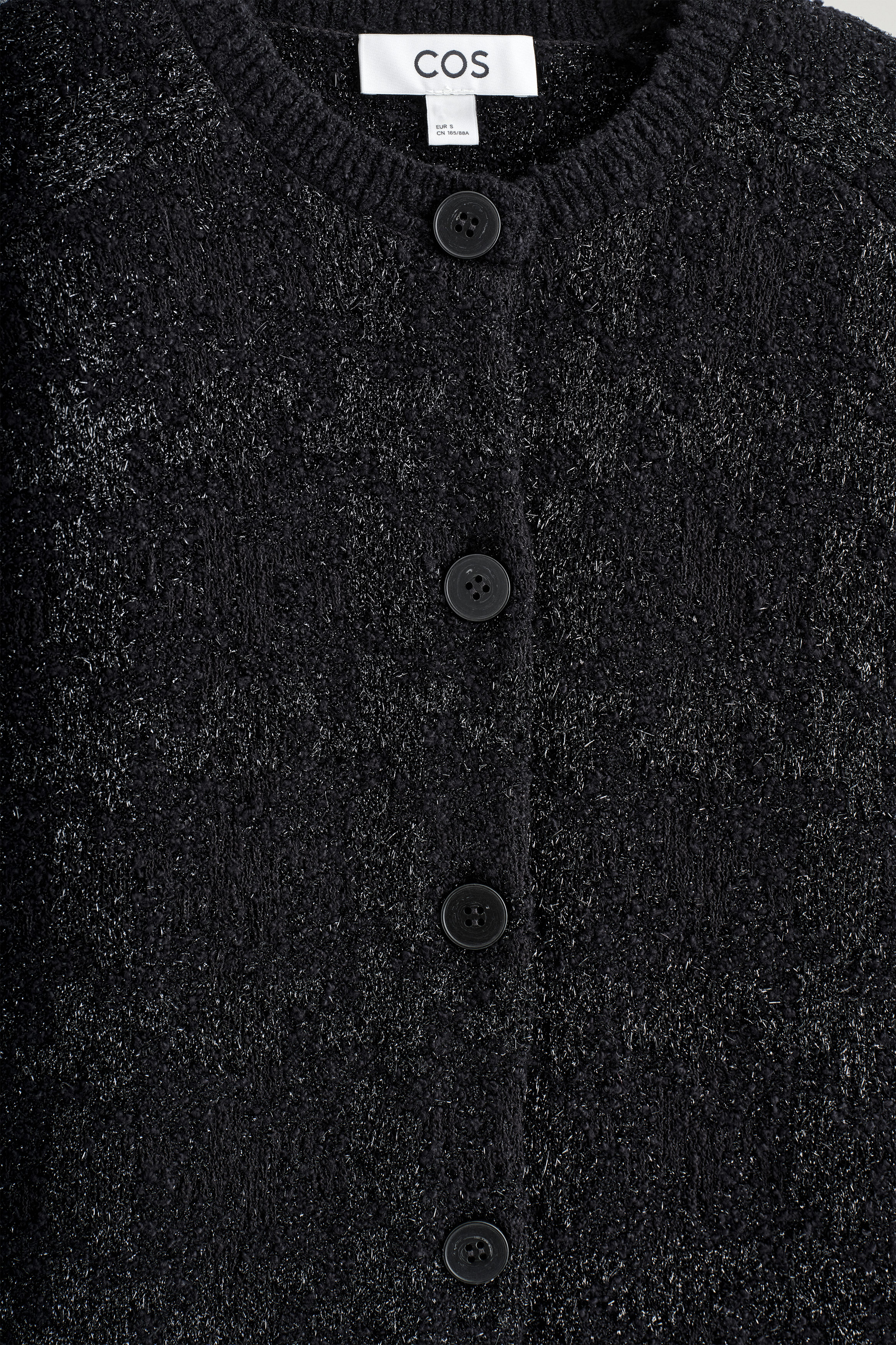 SPARKLY BOUCLÉ-KNIT CARDIGAN - BLACK / CHECKED | COS US