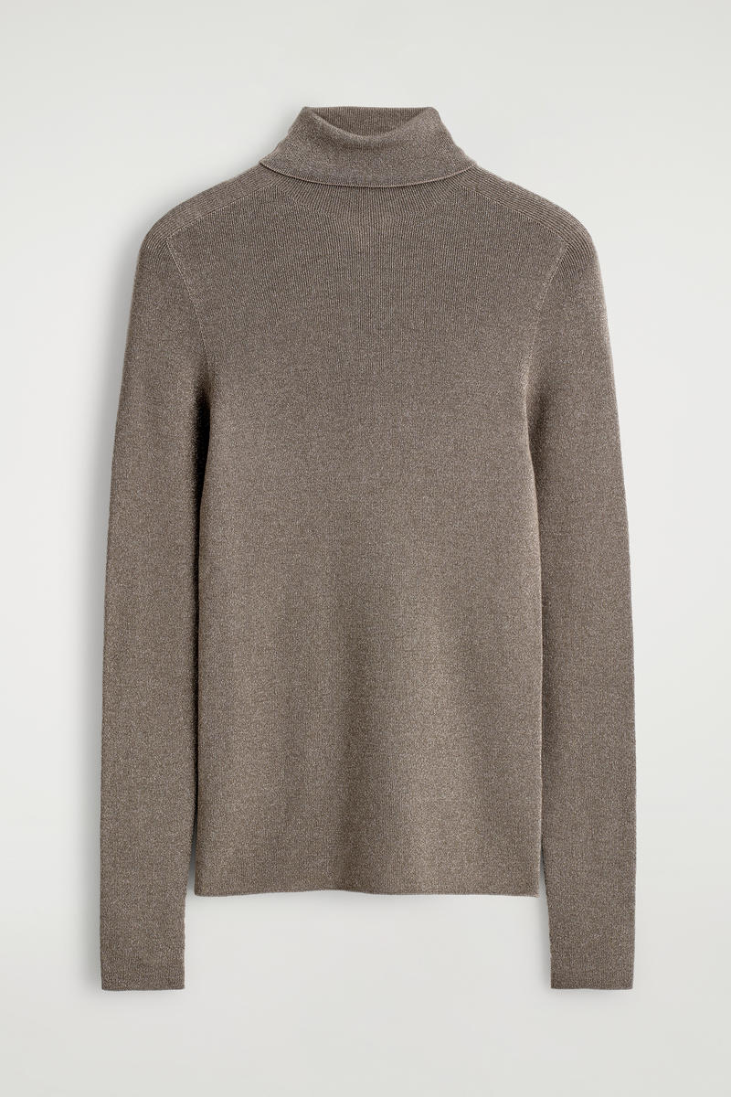 Cos Sparkly Seamless Wool Sweater In Neutral
