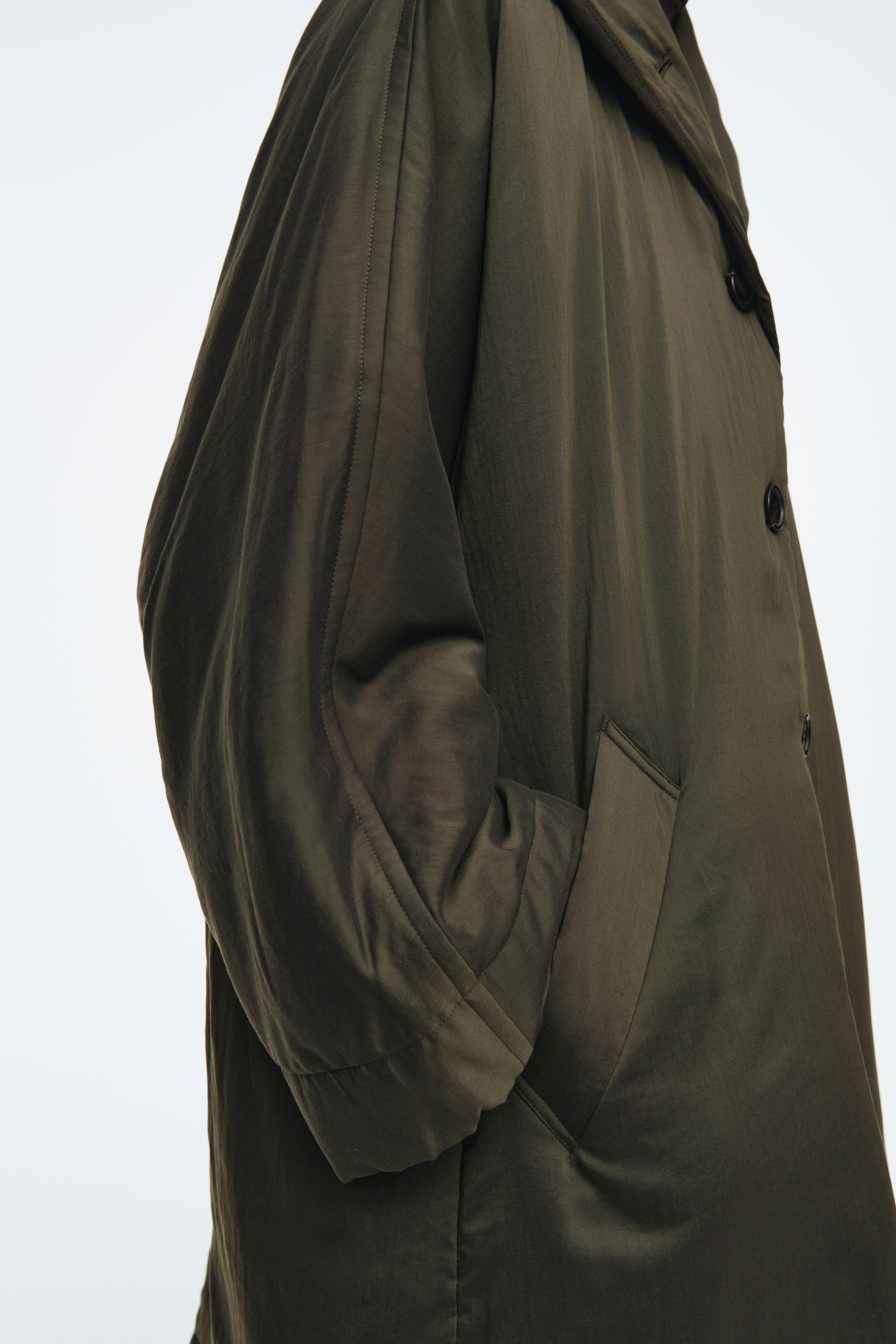OVERSIZED SHAWL-COLLAR PADDED COAT - KHAKI | COS