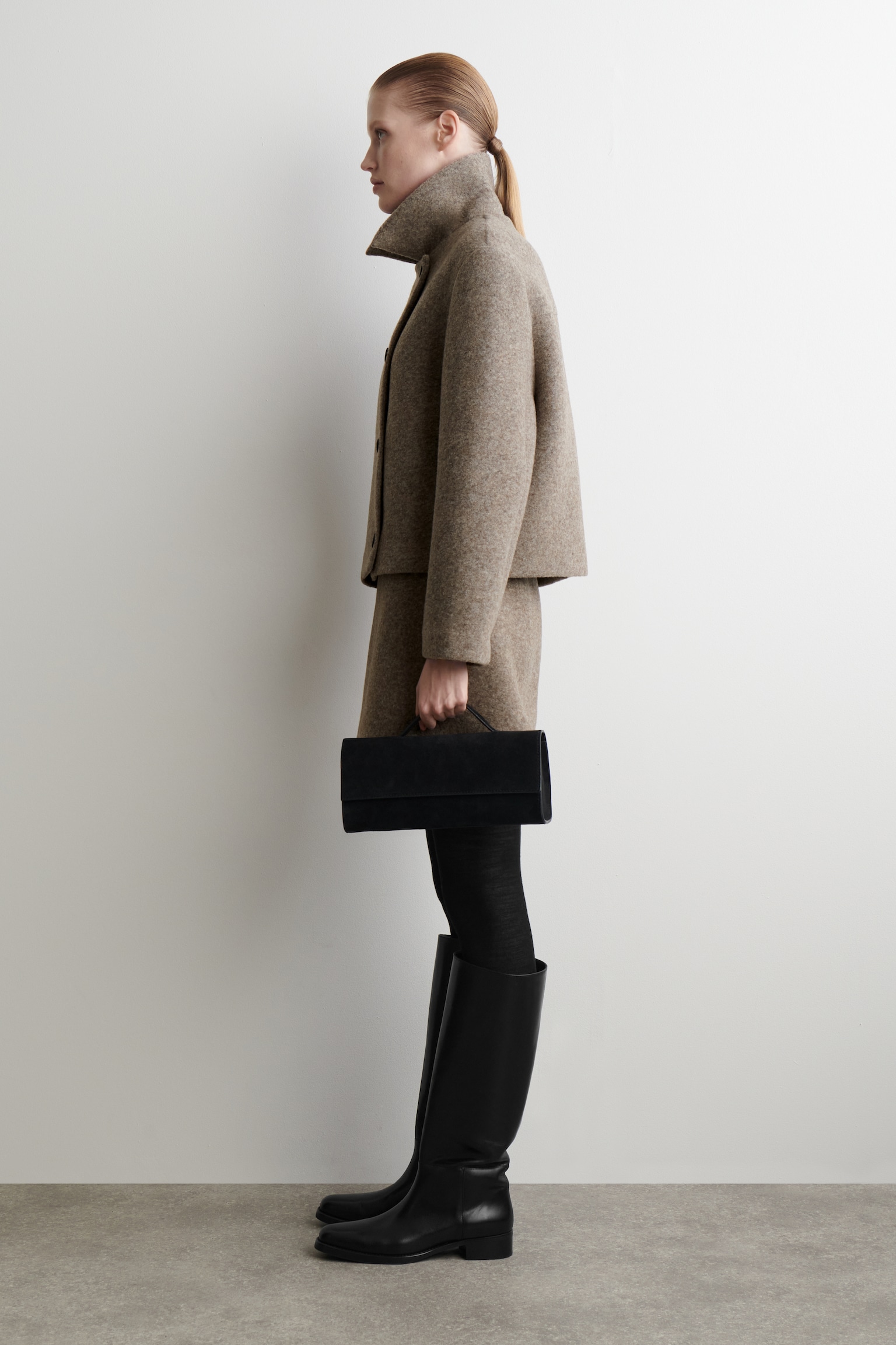 BOILED WOOL-BLEND JACKET - BEIGE MÉLANGE/DARK-GREY MÉLANGE - 7