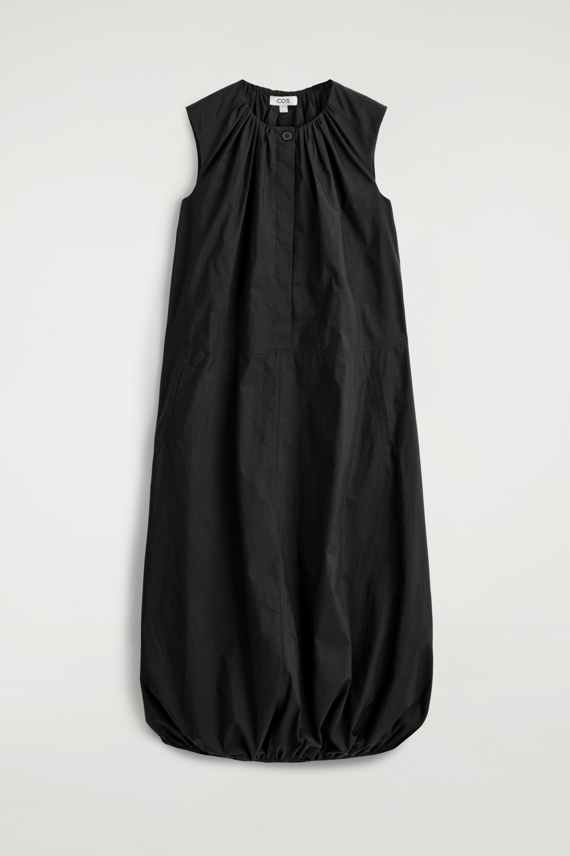 VESTIDO MIDI ESTILO GLOBO - VERDE OSCURO/GRIS
