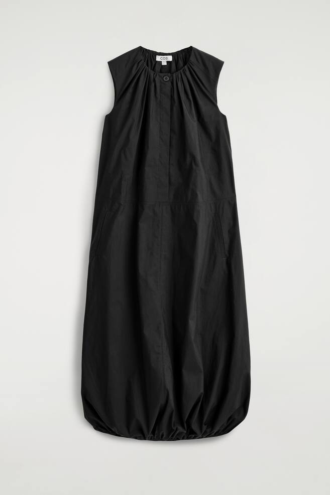 BUBBLE-HEM MIDI DRESS - DARK GREEN - 1
