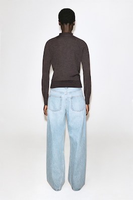 MERINO WOOL FUNNEL-NECK SWEATER — BROWN MÉLANGE 5