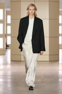 TAILORED MATTE-SATIN BARREL-LEG PANTS — OYSTER 9