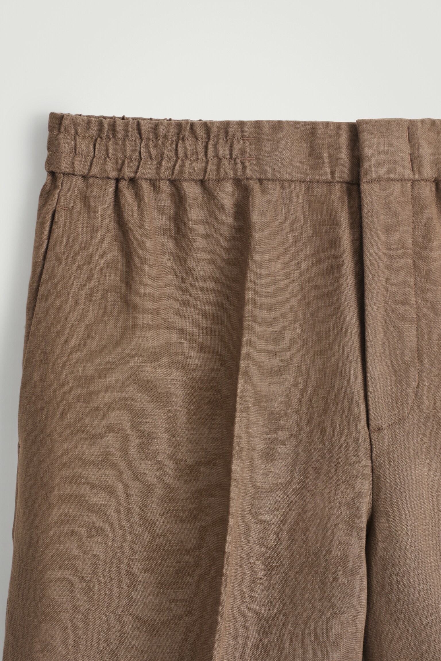PANTALONES CORTOS DE LINO ELÁSTICO - MARRÓN/AZUL MARINO/AZUL/NEGRO/BLANCO - 4