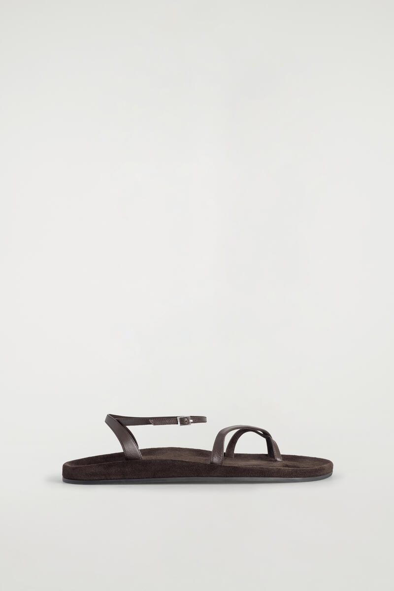 Cos Minimal Leather Sandals In Brown