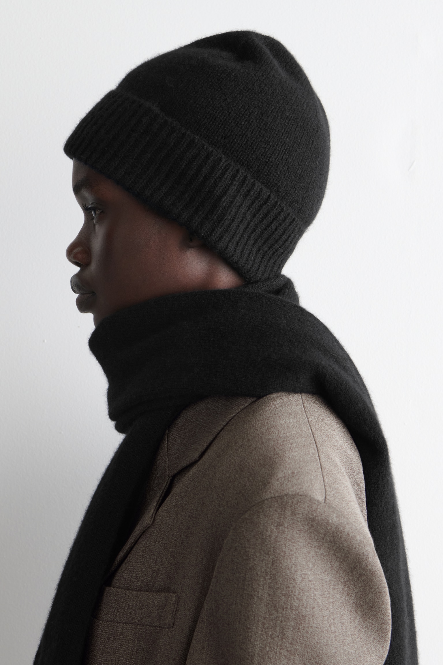 Căciulă din cașmir - NEGRU/OLIVE GREEN/DARK GREY - 3