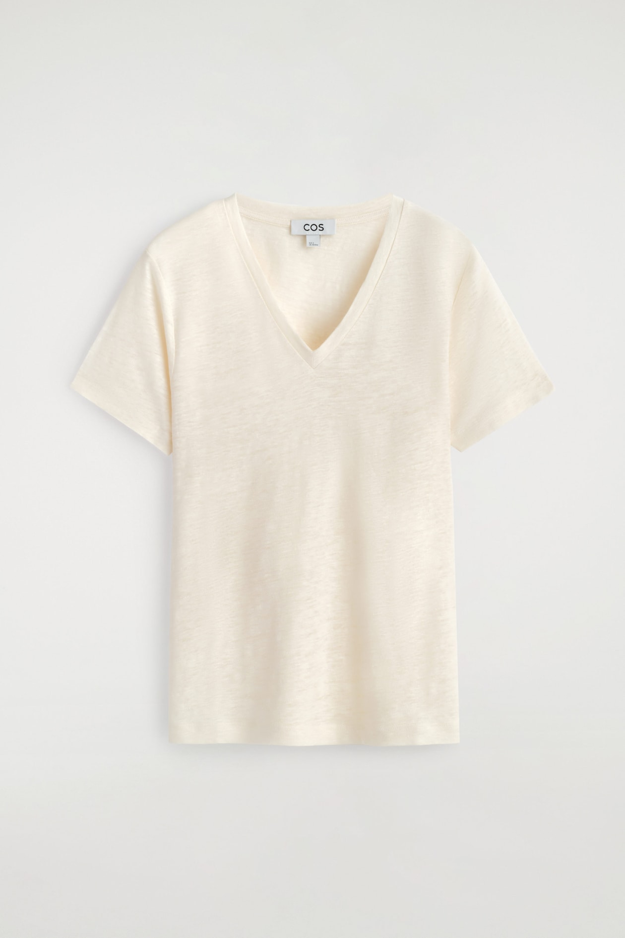 V-NECK LINEN T-SHIRT — IVORY