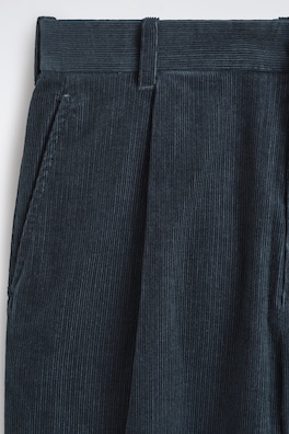 CORDUROY RELAXED-FIT TAPERED PANTS — NAVY 6