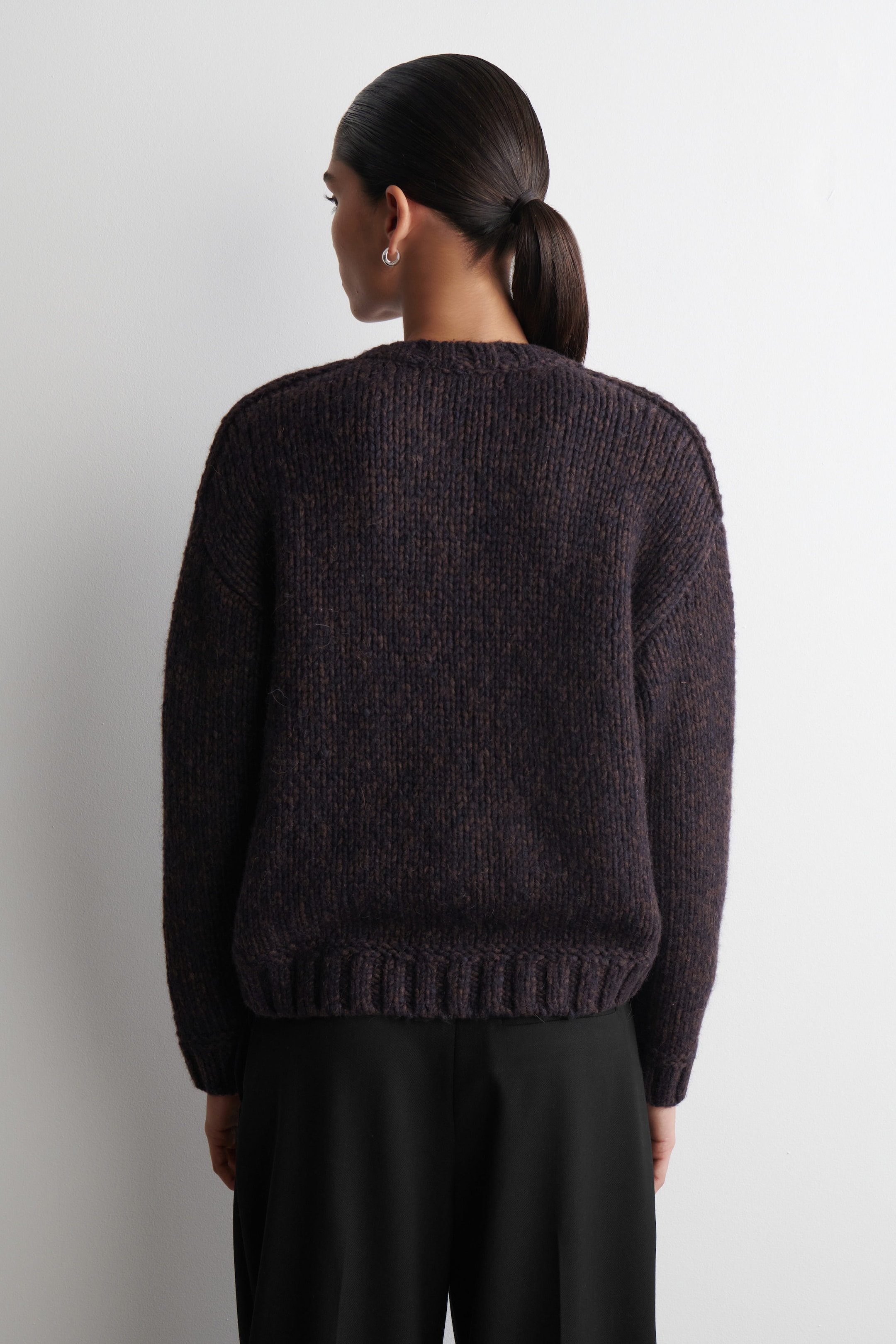 FLECKED CHUNKY WOOL-ALPACA CARDIGAN