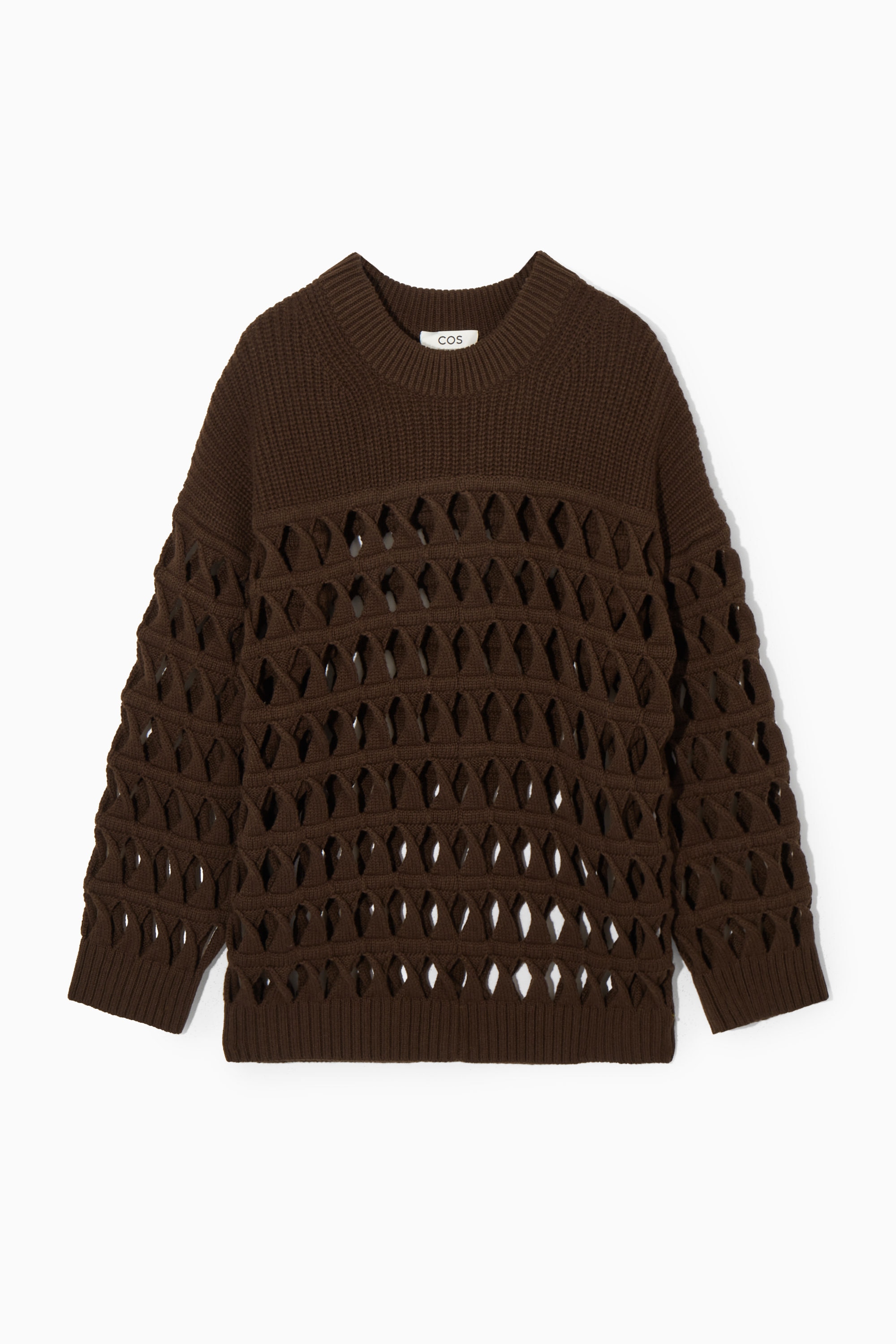 OPEN-KNIT WOOL SWEATER - DARK BROWN | COS US