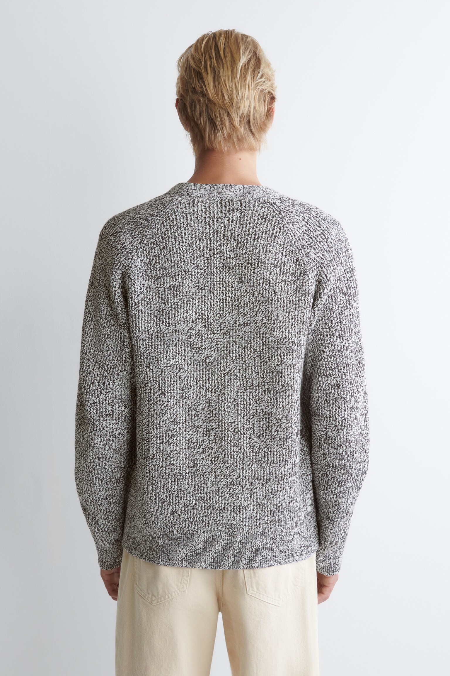 CARDIGAN ZIPPÉ À COL EN V MOUCHETÉ - BRUN CHINÉ - 7