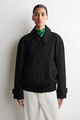 ROUNDED COTTON BLOUSON JACKET — BLACK 2