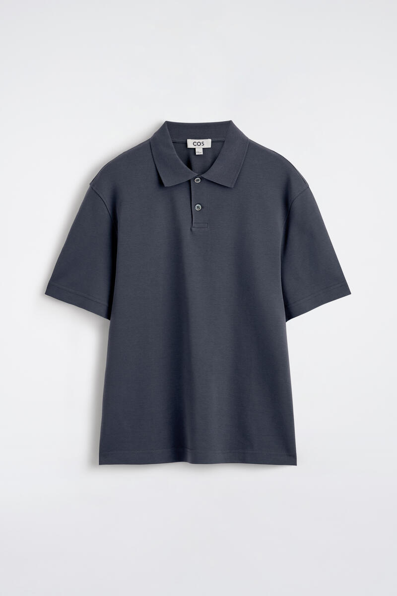 Interlock Cotton Polo Shirt in Dark Grey