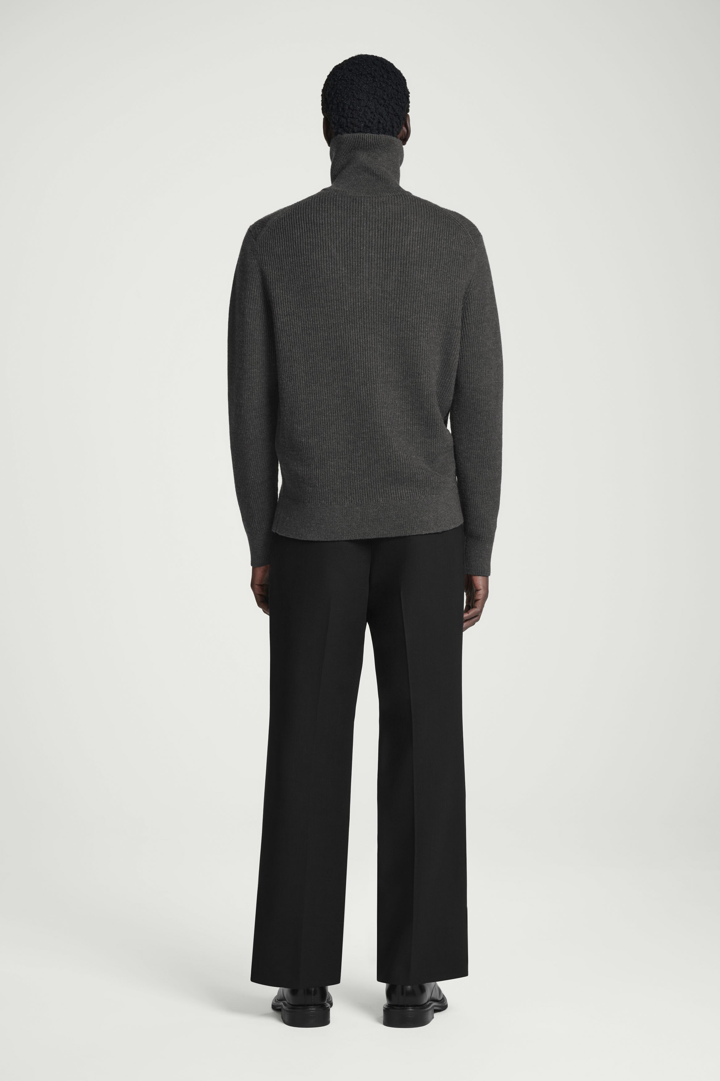 CROPPED WOOL-BLEND FLARED TROUSERS - BLACK | COS