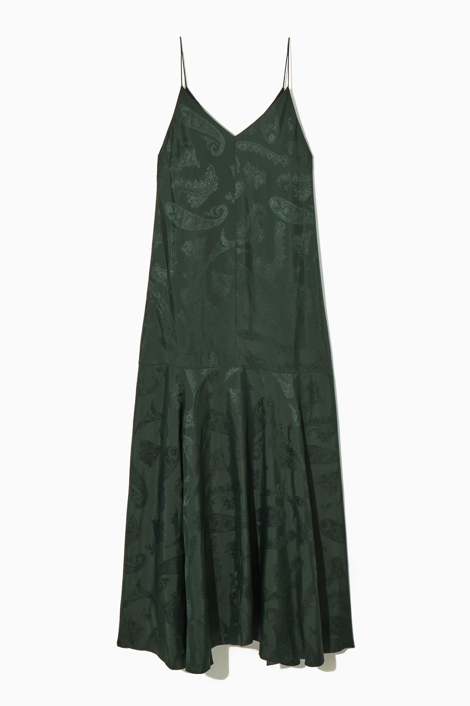 TIERED PAISLEY-JACQUARD SILK MAXI DRESS - DARK GREEN / PAISLEY