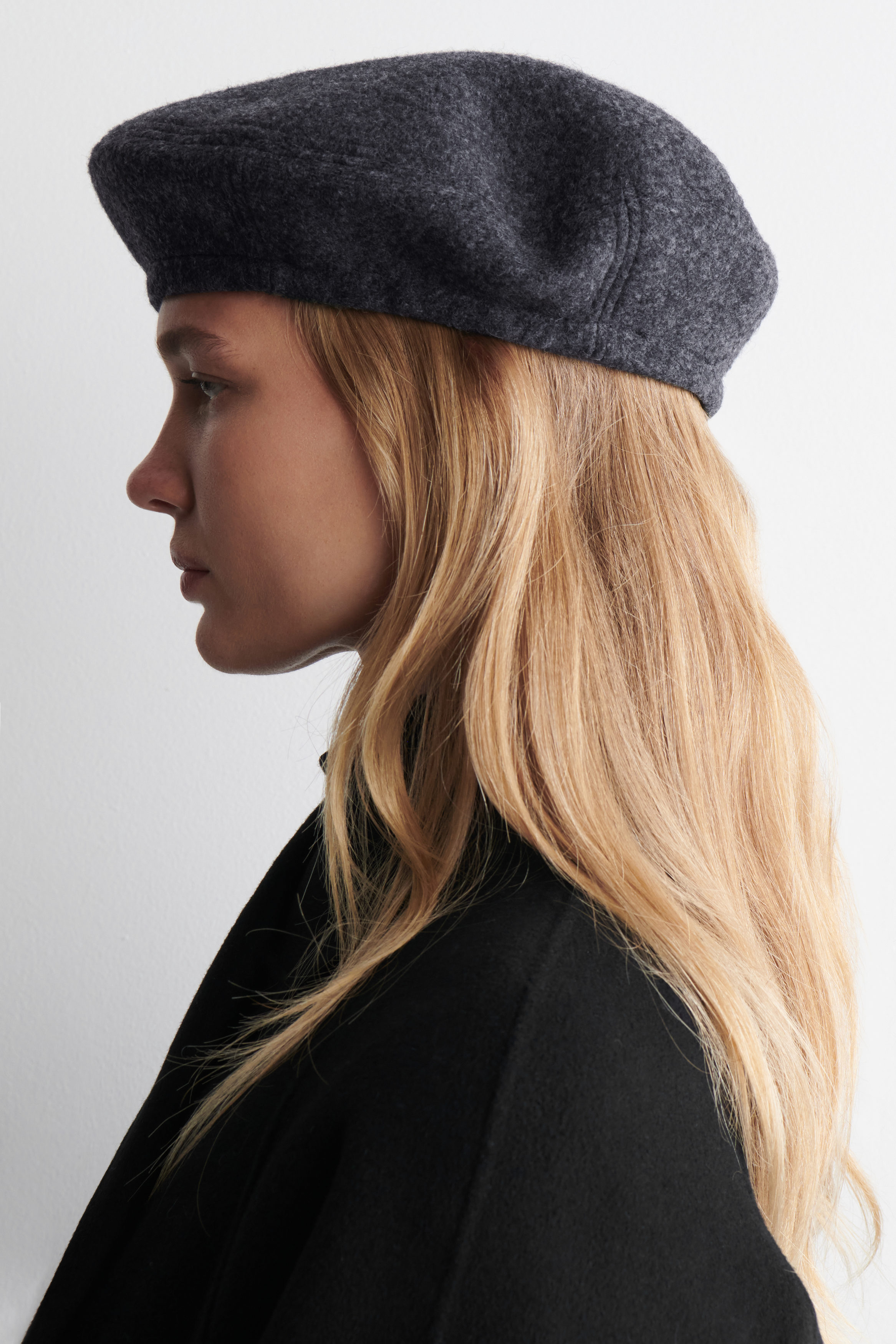 WOOL-BLEND BERET - DARK-GREY MÉLANGE | COS
