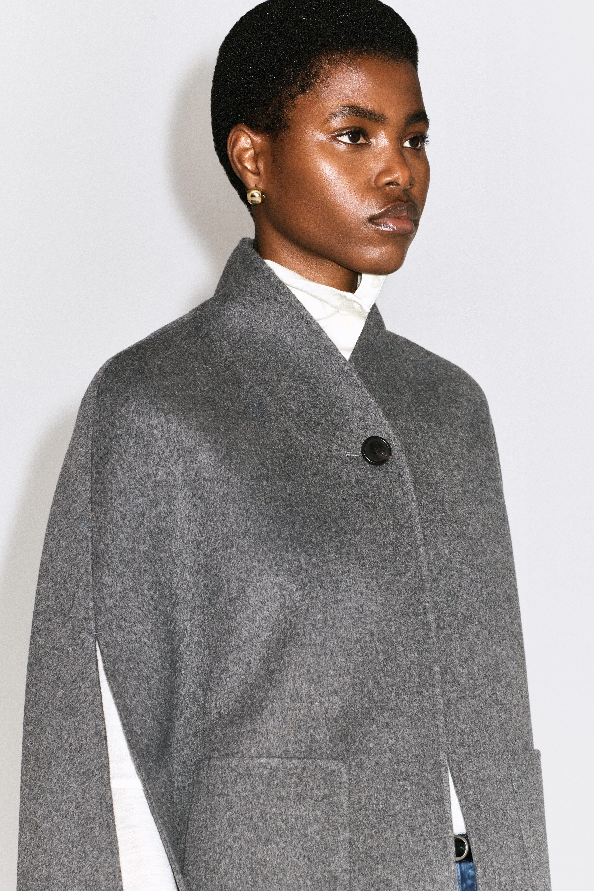 SHAWL-COLLAR DOUBLE-FACED WOOL CAPE - GRAY | COS US