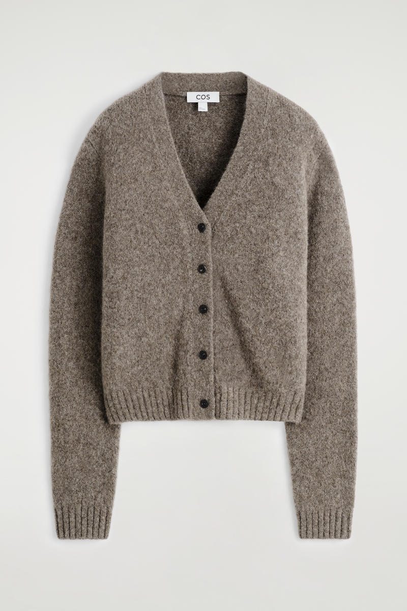 Cos Cropped Alpaca-blend Cardigan In Sand
