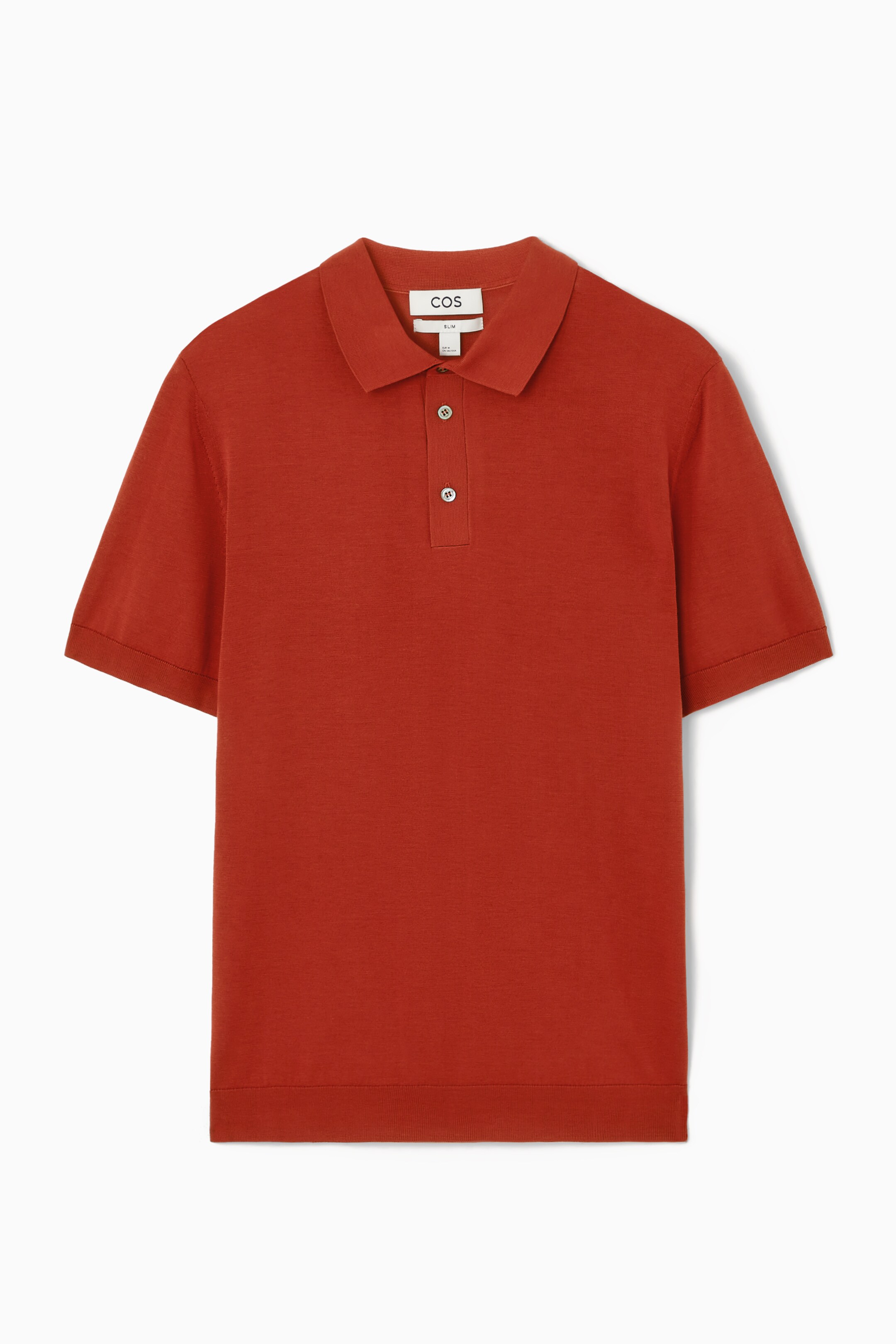 Zobrazit větší obrázek: ÚZKÉ PLETENÉ HEDVÁBNÉ POLO TRIČKO - RUST RED - MUŽI | H&M CZ 1