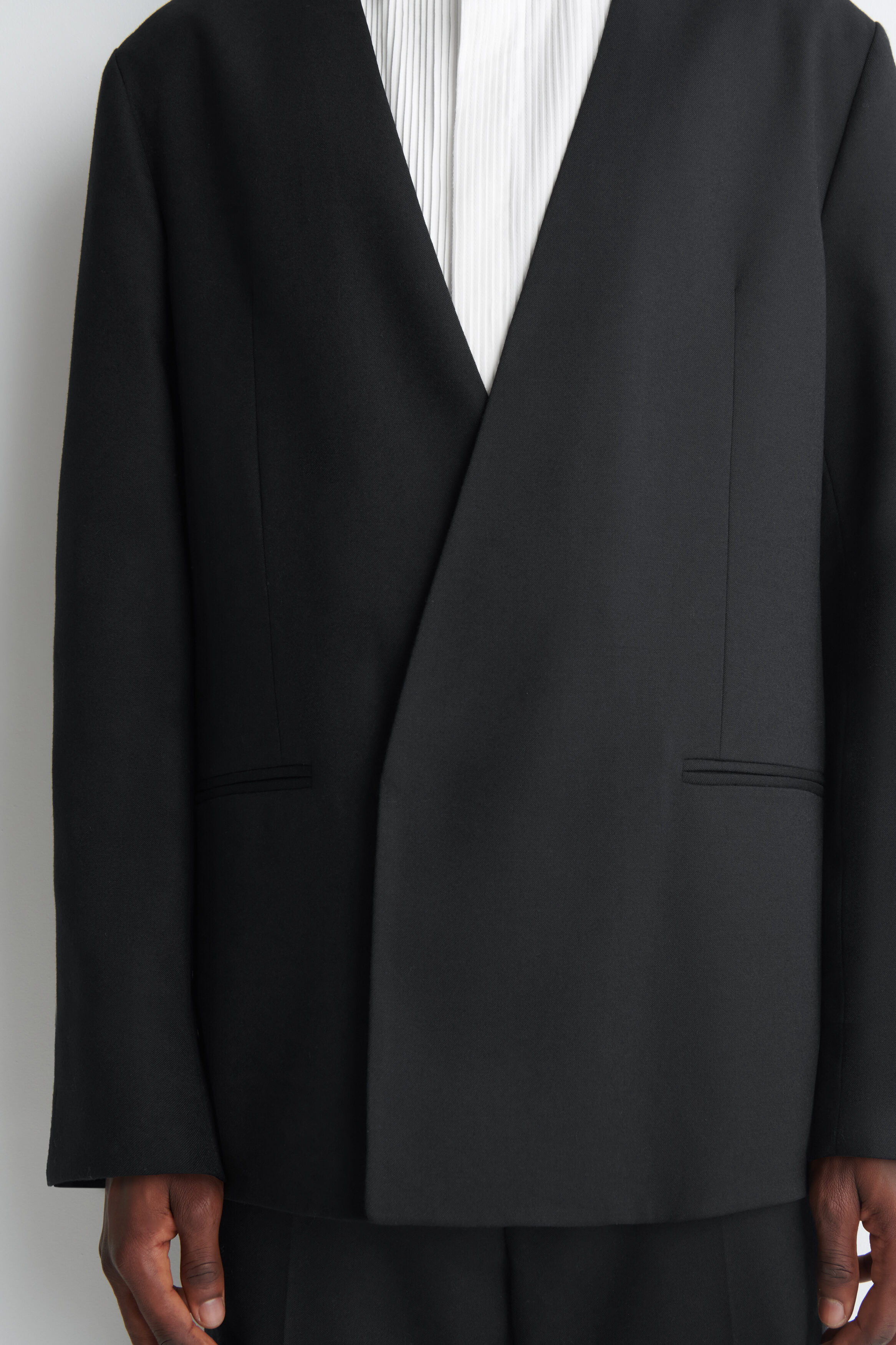 COLLARLESS WOOL BLAZER - thumbnail 3