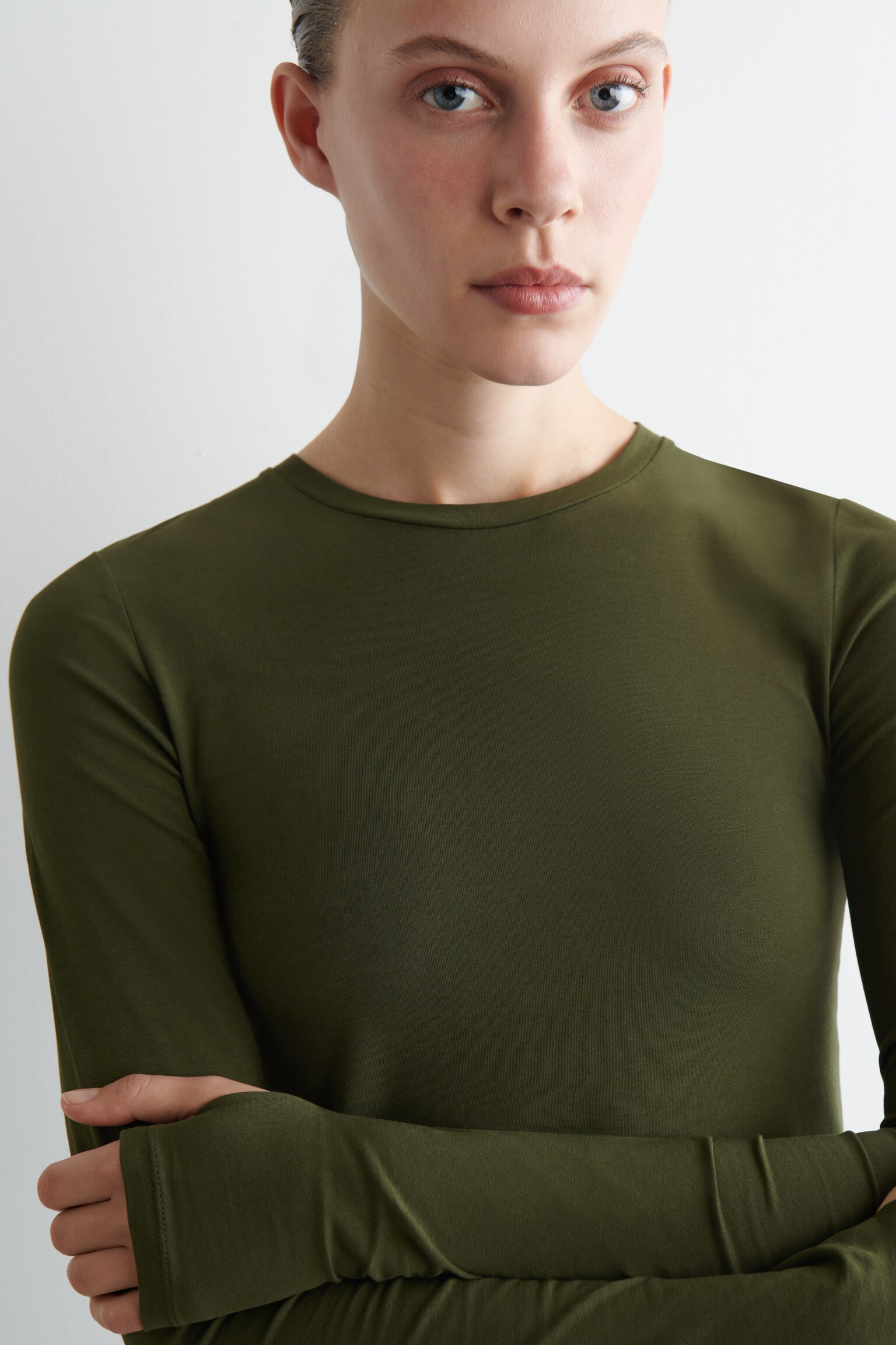 HAUT SLIM LÉGER À MANCHES LONGUES - VERT FONCÉ/GRIS CHINÉ/NOIR/BLANC/ROUGE PROFOND/BRUN / RAYURES - 4