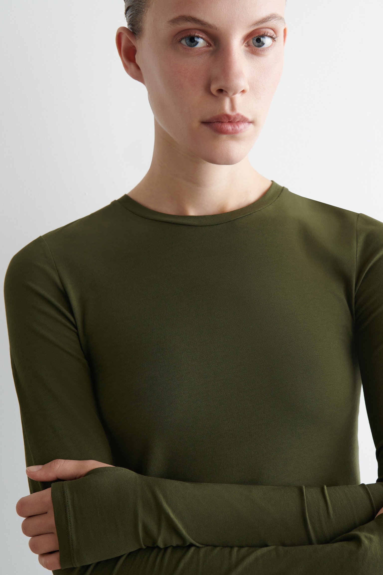 SLIM LIGHTWEIGHT LONG-SLEEVED TOP - DARK GREEN/DARK RED/GREY MÉLANGE/BLACK/WHITE/BROWN / STRIPED - 3