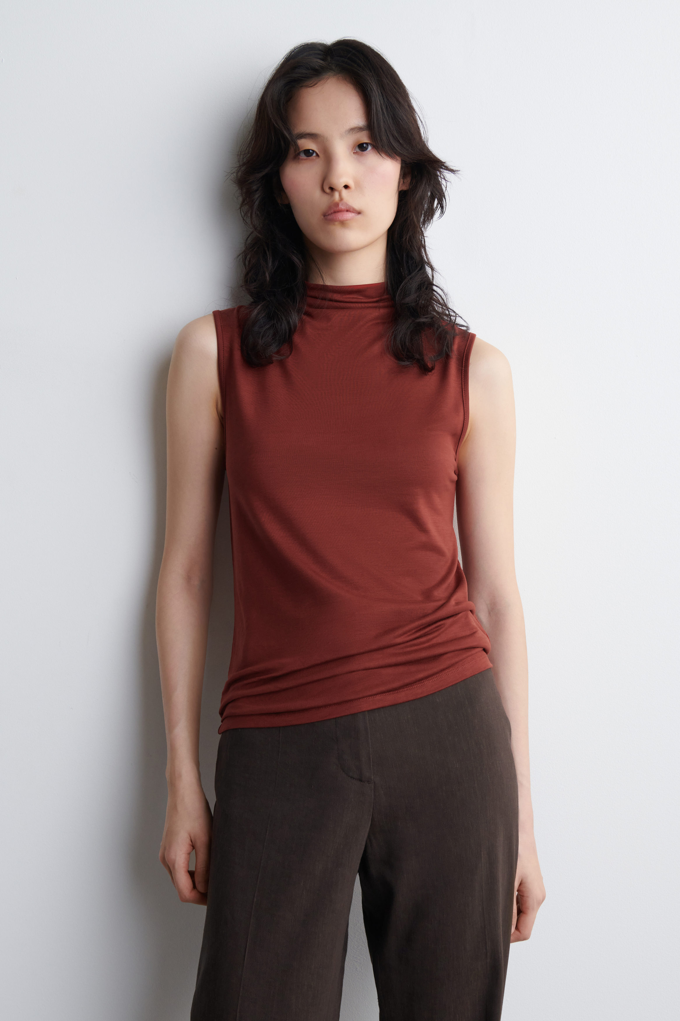 トップス HEAP layer knit tank - tea party red layer knit tank / heap / tea party red
