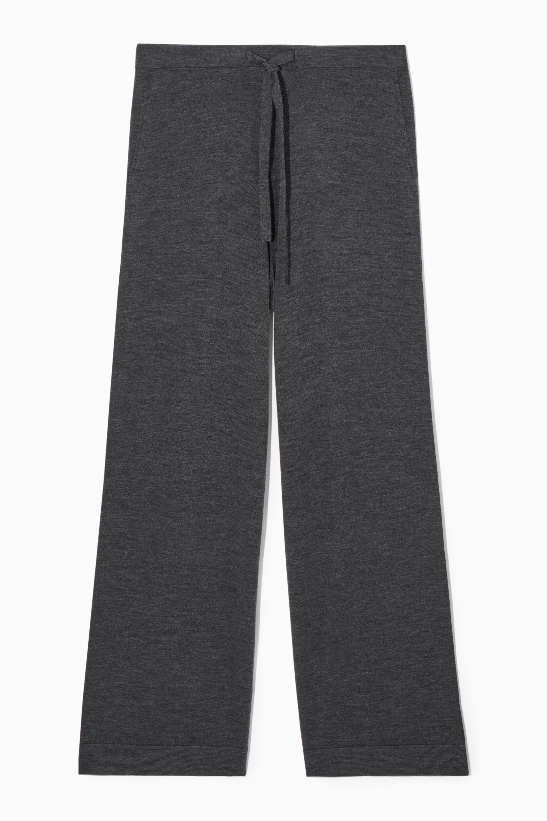 View larger image: MERINO WOOL DRAWSTRING TROUSERS - DARK GREY MÉLANGE - Ladies | H&M GB 1