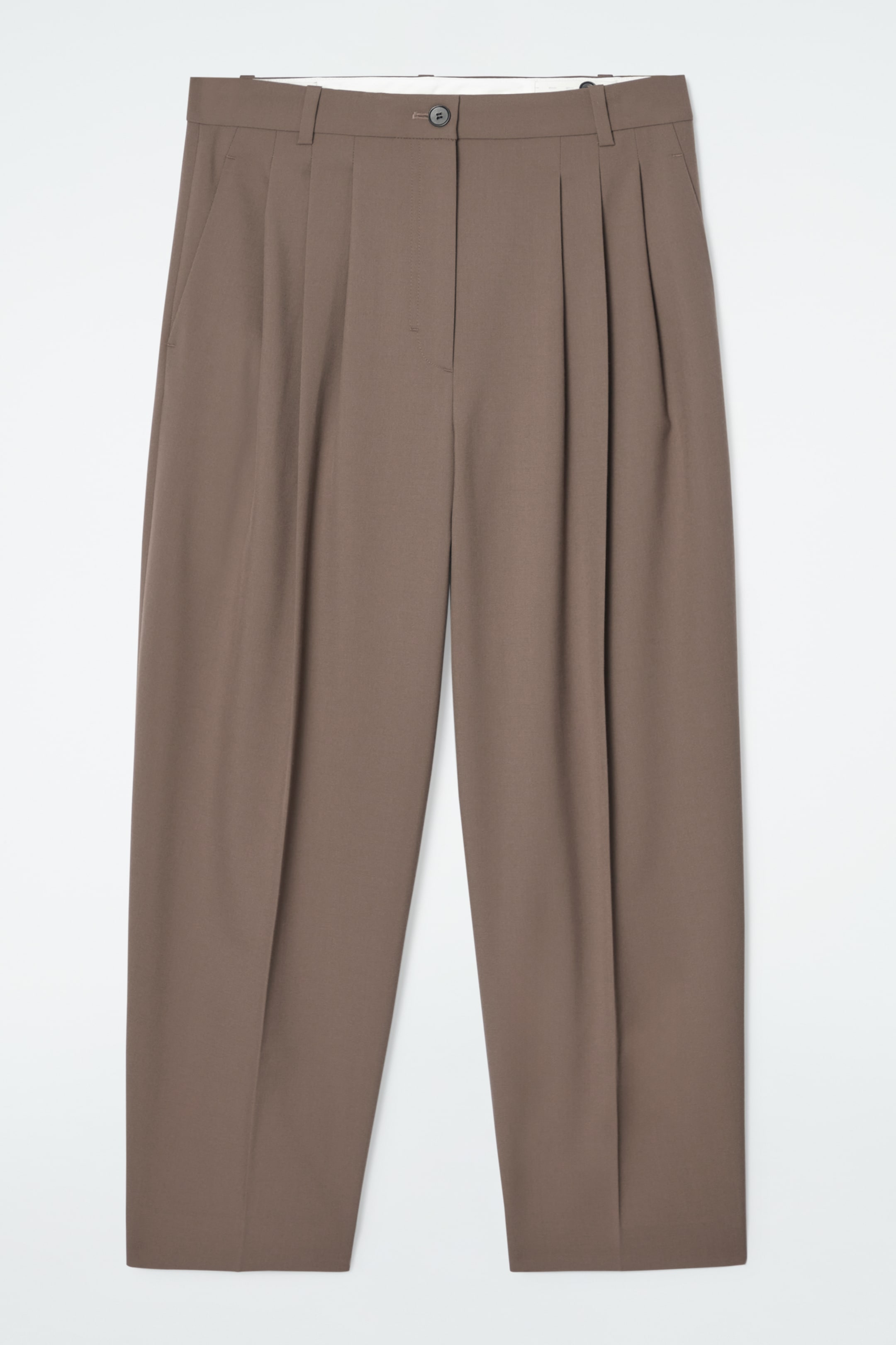 Grösseres Bild ansehen: WOLLHOSE MIT BARREL-BEIN UND FALTEN - BRAUN - DAMEN | H&M CH 1