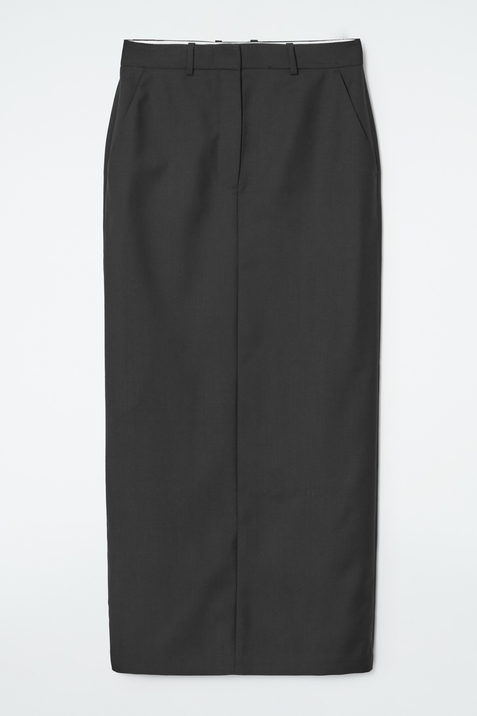 WOOL COLUMN MAXI SKIRT - BLACK