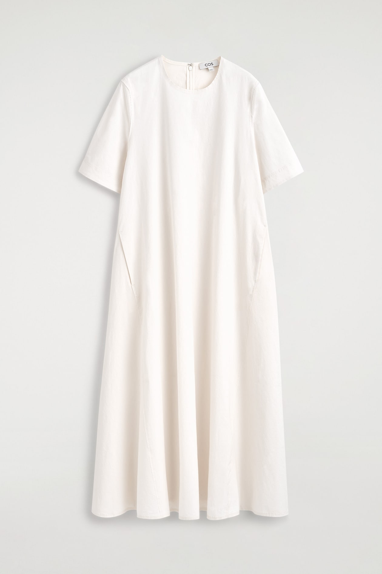 COS Women's Raw-Cut Midi Dress in White | Cotton | Size: 14 COS Women's Raw-Cut Midi Dress in White | Cotton | Size: 14