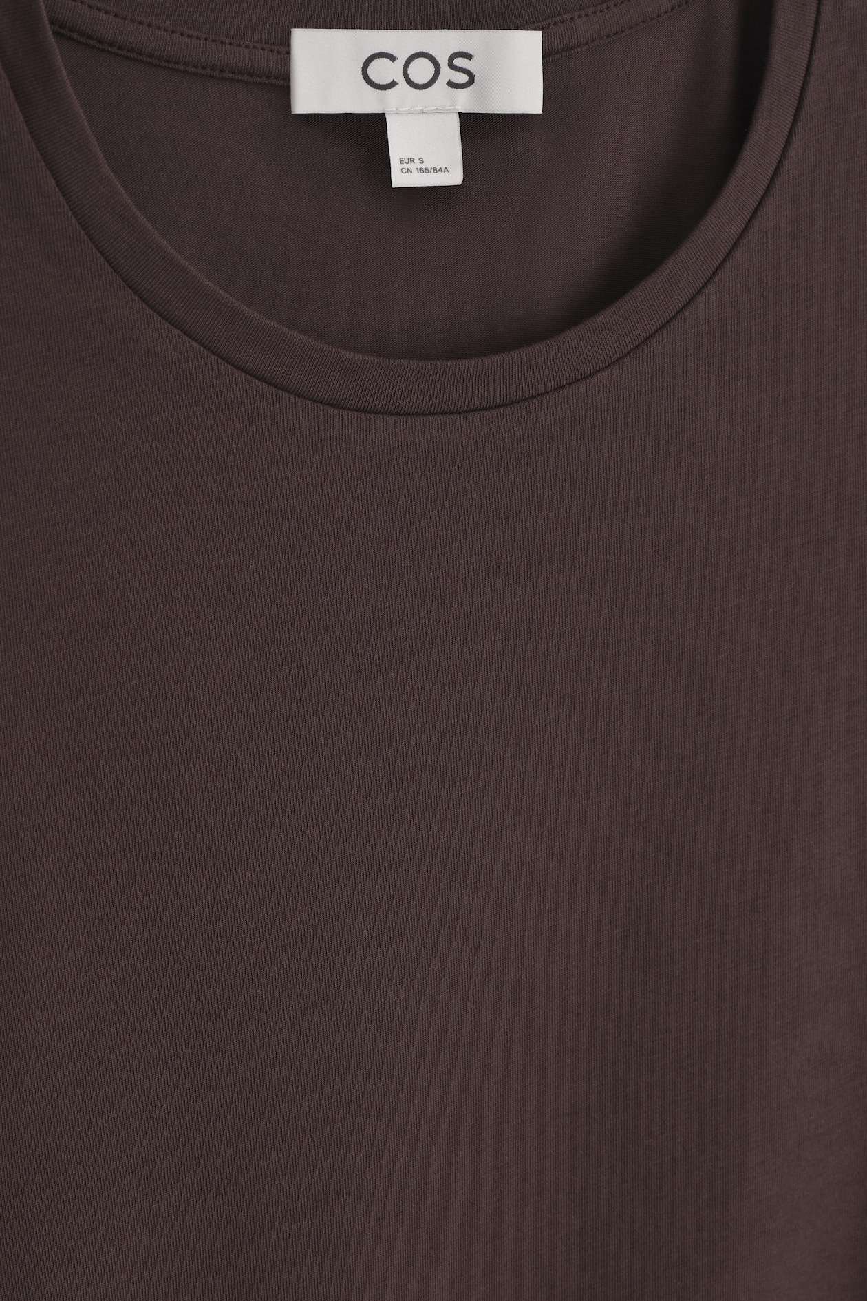 COTTON LONG-SLEEVED TOP — DARK BROWN