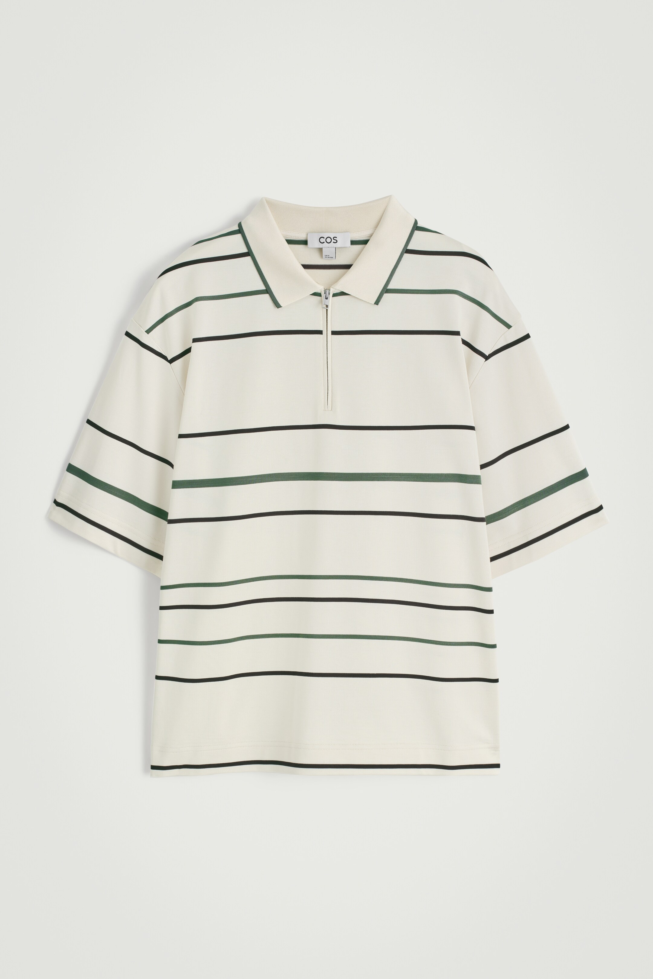 Agrandir l'image: POLO RAYÉ DEMI-ZIPPÉ - ÉCRU / RAYURES - HOMME | H&M CH 6