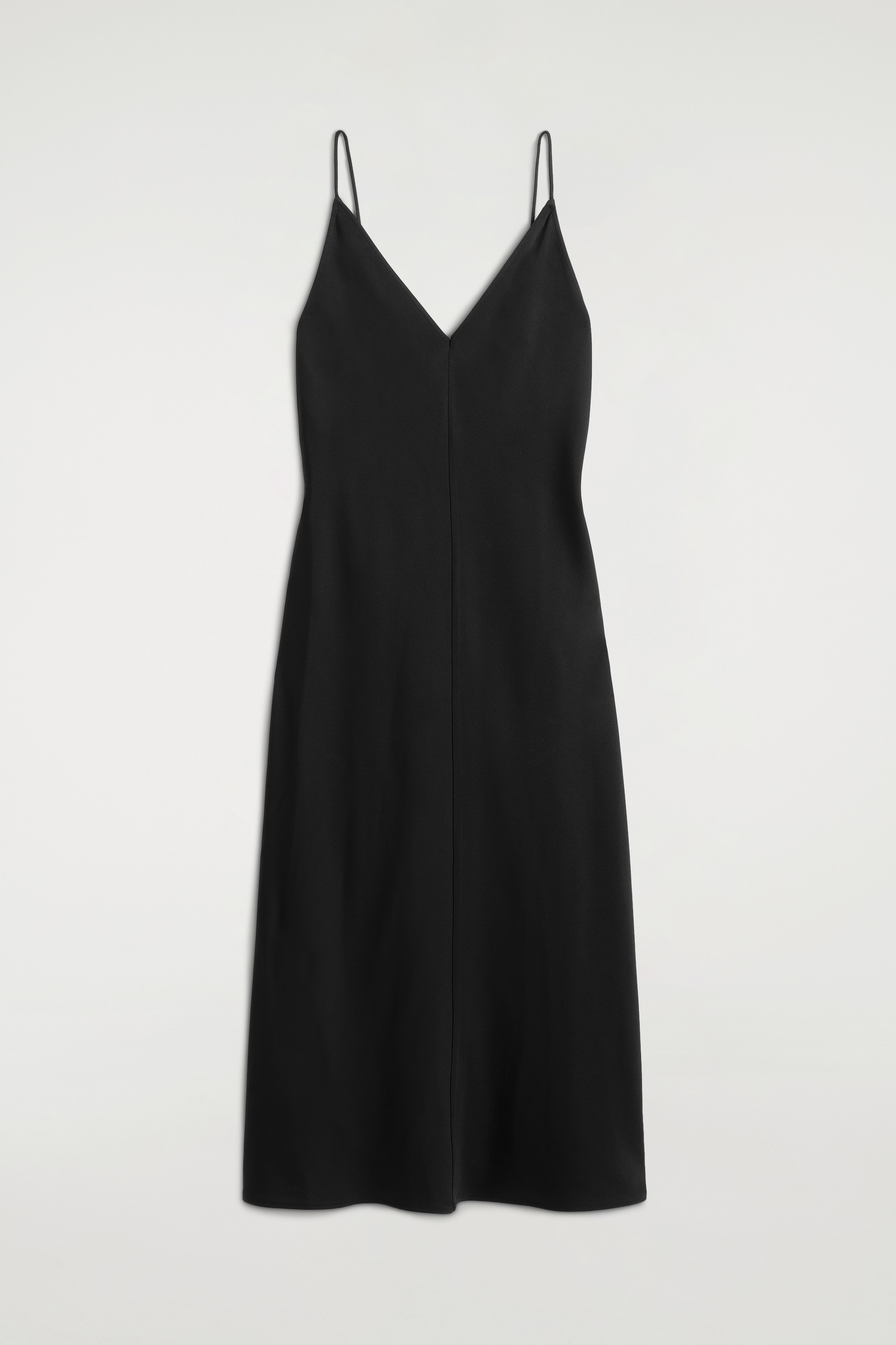 SLIPDRESS AUS CRÊPE IN MIDILÄNGE - SCHWARZ