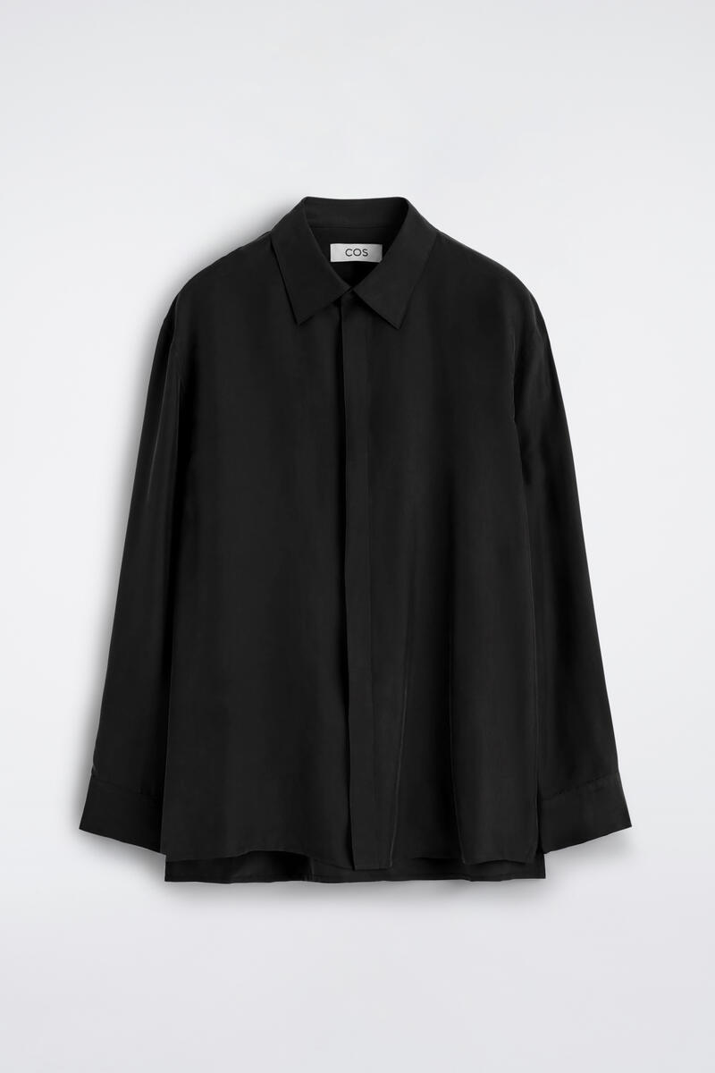 COS Tailored Silk Shirt Black Men's Size 39