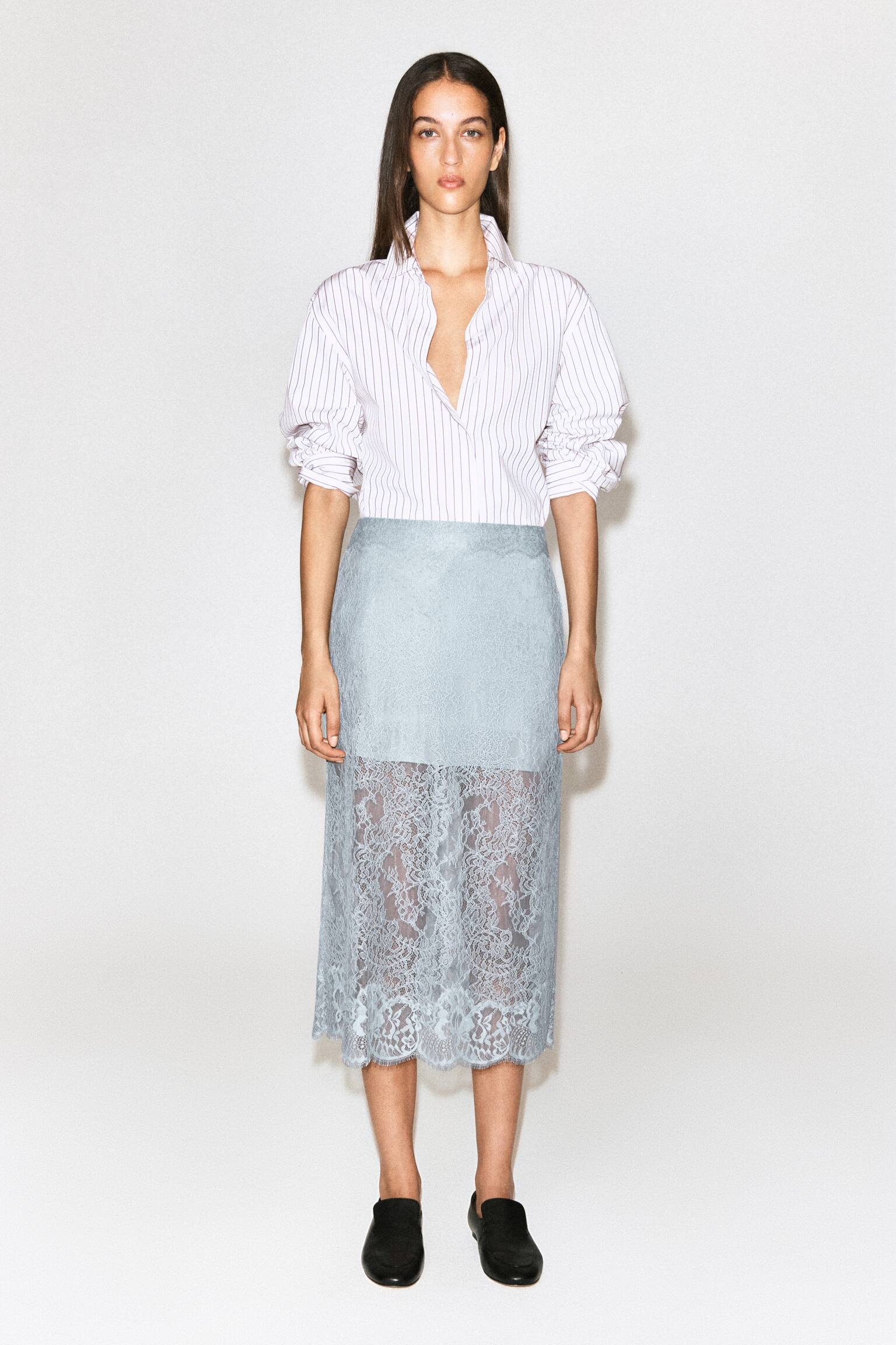 GONNA MIDI IN PIZZO - AZZURRO - 1