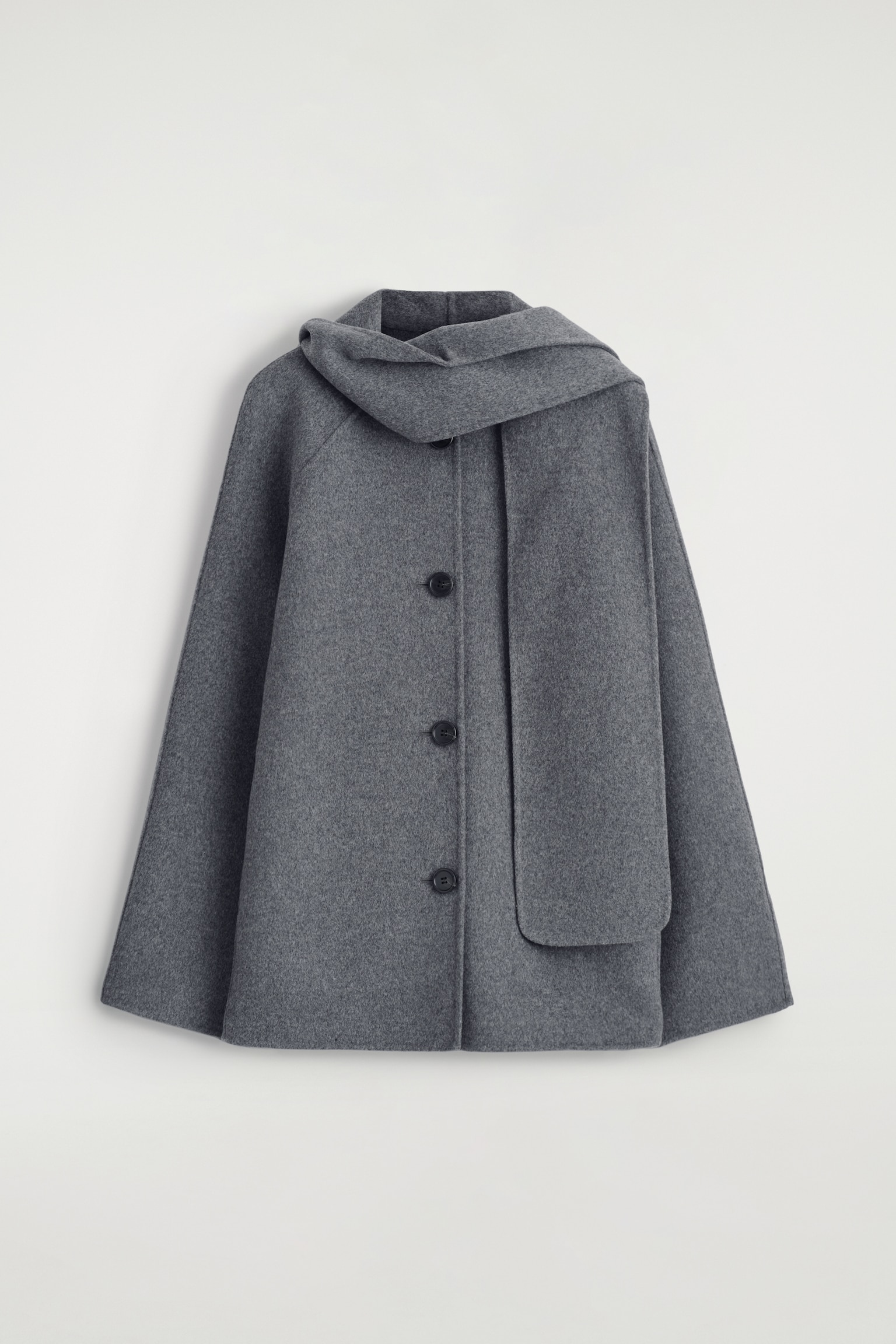 DOUBLE-FACED WOOL SCARF JACKET - GREY/BLACK - 2