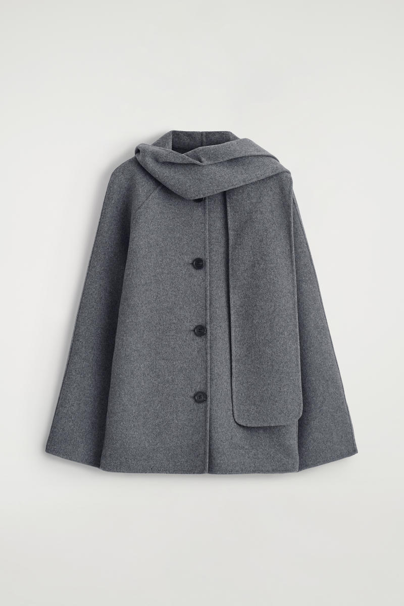 Cos Double-faced Wool Scarf Jacket In Gray