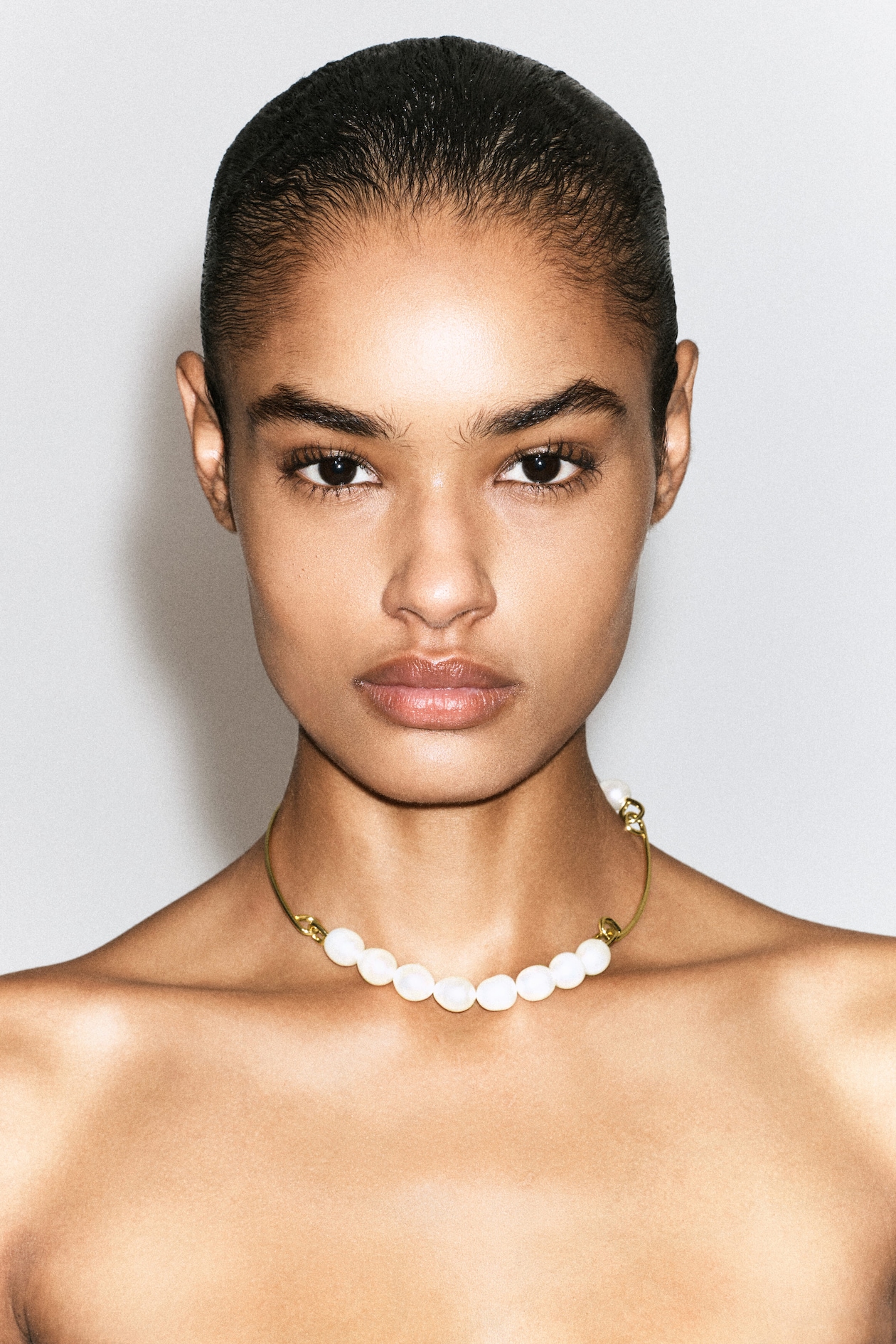 FRESHWATER PEARL CUFF NECKLACE — GOLD