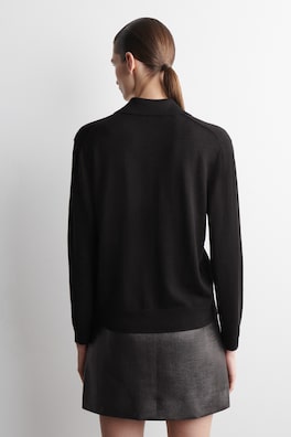 KNITTED LINEN-MERINO SHIRT — BLACK 4